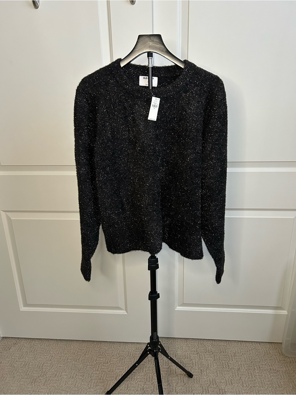 Old Navy Black Metallic Crewneck Sweater